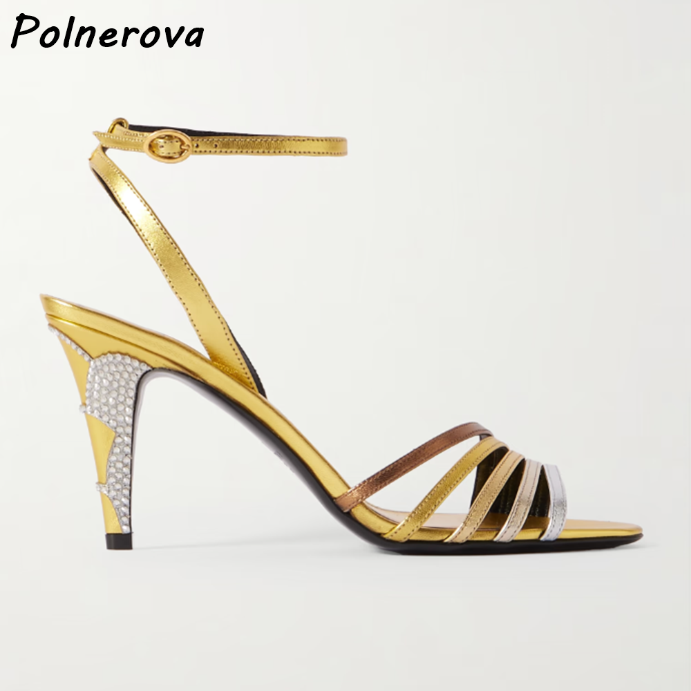 Gold Silvery Rhinestone Heels  - Summer Clothing Stores 评论和价格